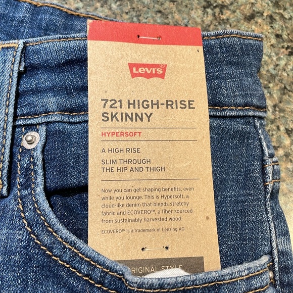 Levi’s 721 high rise Skinny jeans distressed size 8 Medium W29 L30 NEW 5 pocket - Picture 11 of 12